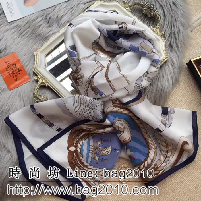 HERMES愛馬仕2018專櫃新品真絲喬其緞長巾 火爆款 LLWJ7100